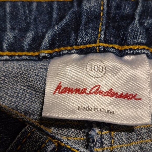Hanna Andersson girls size 100 or 4 medium wash adjustable waist jeans, VGUC - Picture 3 of 6